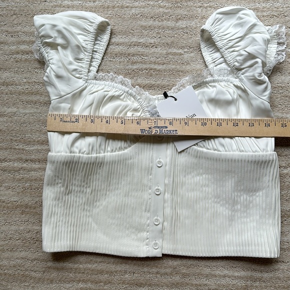NWT With Jean Remi Milkmaid Top Off Shoulder Crop Top White Size Large - Picture 13 of 16